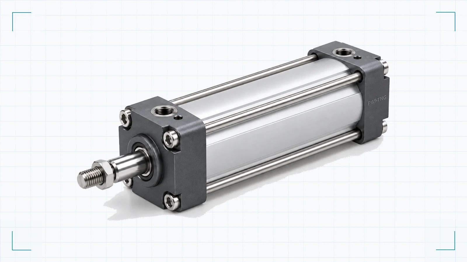 Illustrative studio rendering of a PIM-TNG pneumatic cylinder