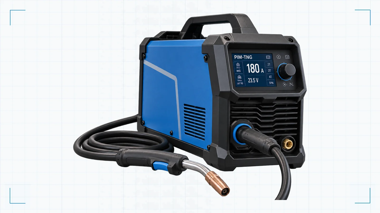 Illustrative studio rendering of welding equipment